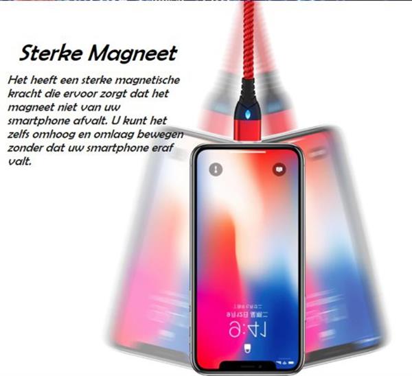 Grote foto drphone echo series 2 meter magnetische iphone ipad lightning 3a oplaadkabel snellader reversi telecommunicatie opladers en autoladers
