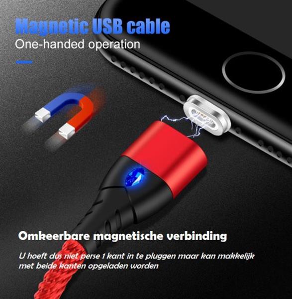 Grote foto drphone echo series 2 meter magnetische iphone ipad lightning 3a oplaadkabel snellader reversi telecommunicatie opladers en autoladers