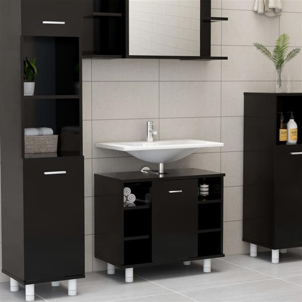 Grote foto vidaxl badkamerkast 60x32x53 5 cm bewerkt hout zwart huis en inrichting complete badkamers
