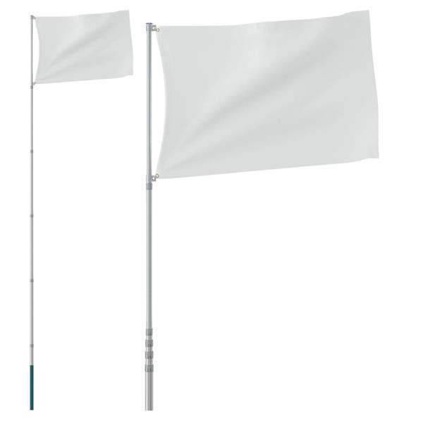 Grote foto vidaxl vlaggenmast telescopisch 5 55 m aluminium zilverkleurig diversen vlaggen en wimpels