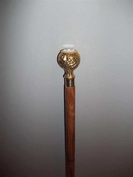 Grote foto wandelstok wooden 3 piece walking stick with heavy brass handle and built in watch very very go antiek en kunst curiosa en brocante