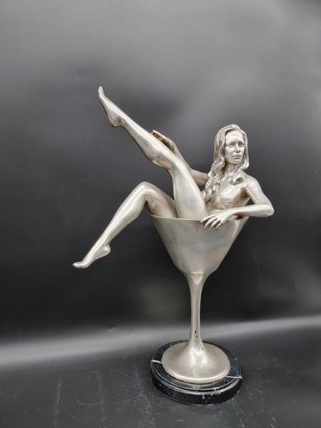 Grote foto beeld xl bronze cocktail glass with lady 52.5 cm brons antiek en kunst curiosa en brocante