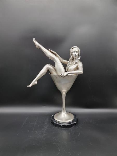 Grote foto beeld xl bronze cocktail glass with lady 52.5 cm brons antiek en kunst curiosa en brocante