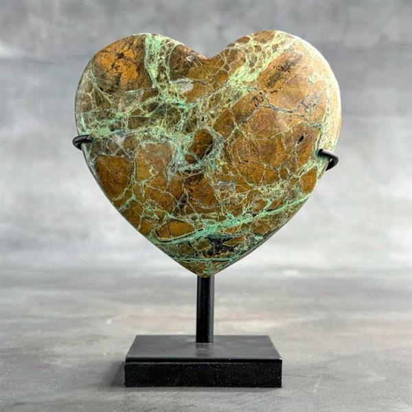 Grote foto geen reserveprijs prachtige groene smithsonite hartvormig op een aangepaste standaard hoogte 13 antiek en kunst curiosa en brocante