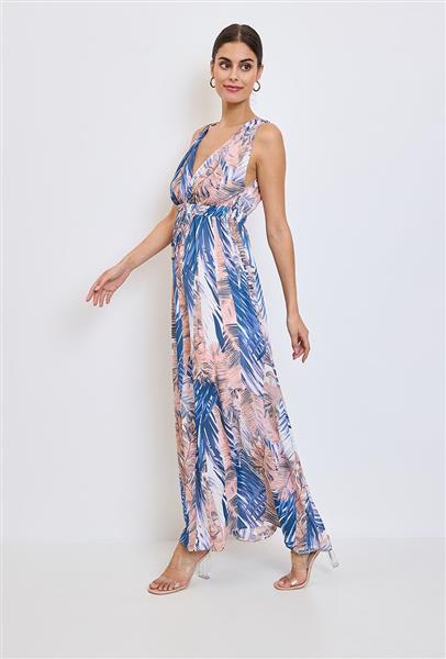 Grote foto selena maxi jurk 5852 blue kleding dames jurken en rokken
