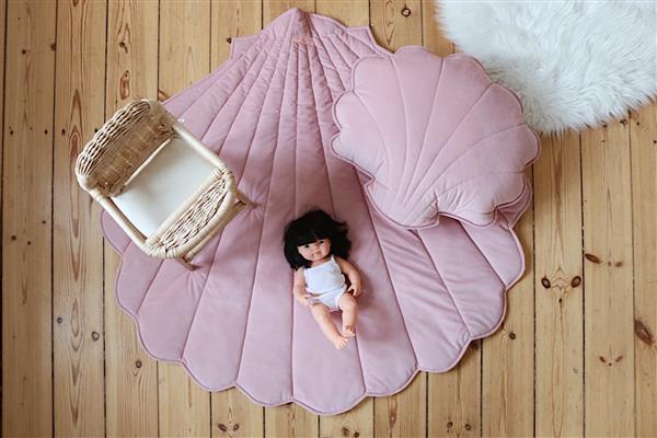 Grote foto schelp kussen velvet xl soft pink soft pink kinderen en baby complete kinderkamers