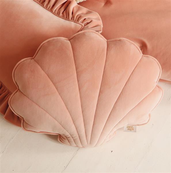 Grote foto soft velvet schelp kussen apricot apricot kinderen en baby complete kinderkamers