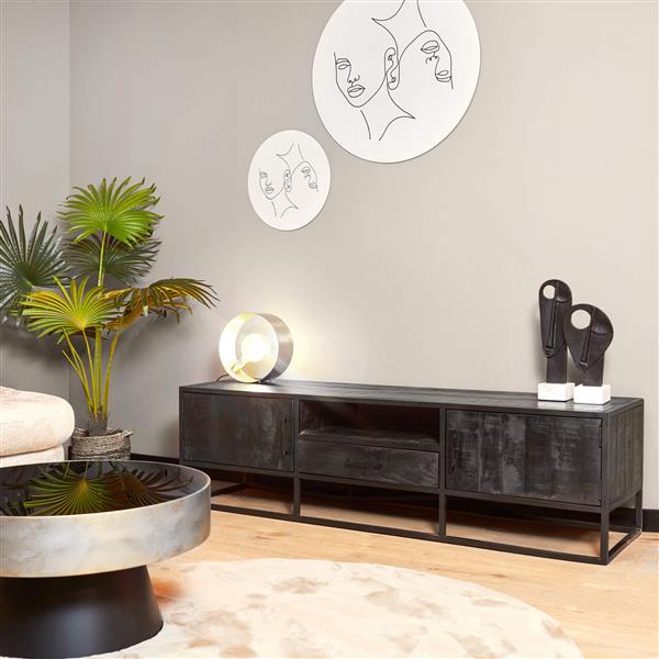 Grote foto tv meubel denver black 180 cm mangohout en metaal huis en inrichting overige