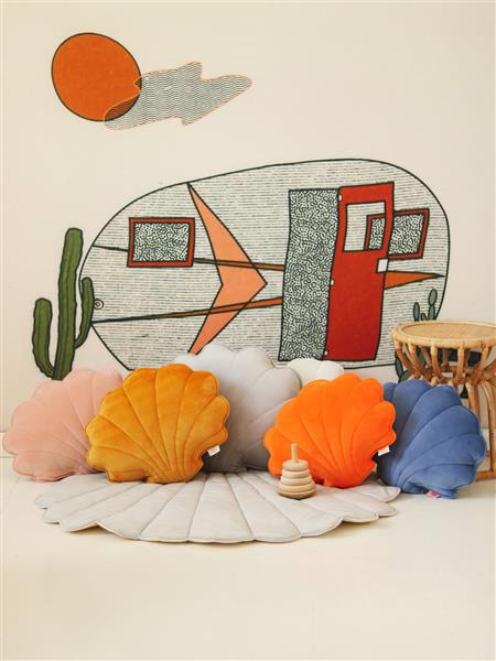 Grote foto soft velvet schelp kussen apricot apricot kinderen en baby complete kinderkamers