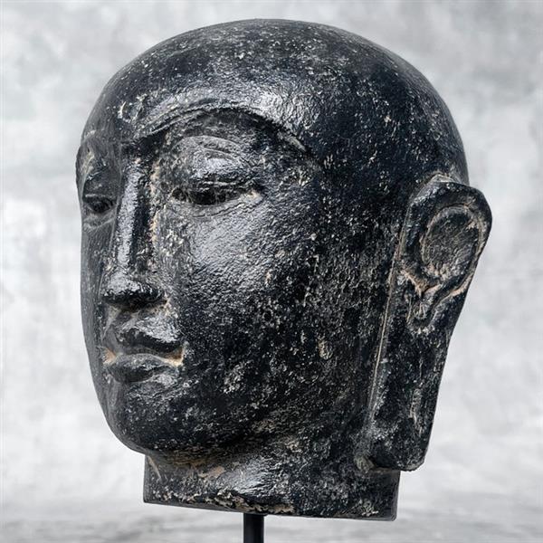 Grote foto beeld no reserve price budha head on stand 22 cm lavasteen 2024 antiek en kunst curiosa en brocante