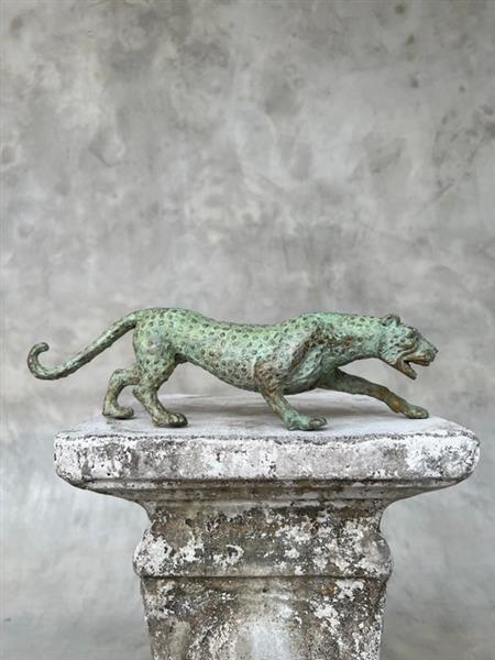 Grote foto beeld no reserve price bronze patinated hunting leopard 13 cm brons antiek en kunst curiosa en brocante