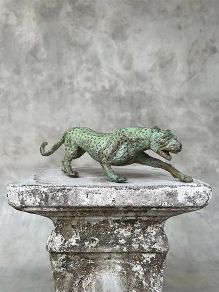 Grote foto beeld no reserve price bronze patinated hunting leopard 13 cm brons antiek en kunst curiosa en brocante