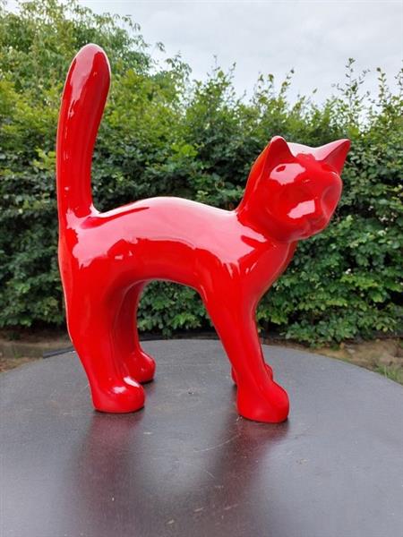 Grote foto beeld garden statue cat color red 46 cm polyresin antiek en kunst curiosa en brocante