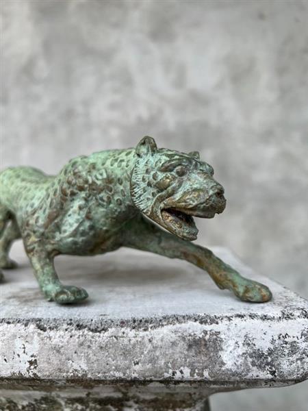 Grote foto beeld no reserve price bronze patinated hunting leopard 13 cm brons antiek en kunst curiosa en brocante