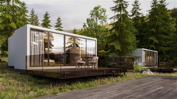Grote foto wij vervaardigen modulaire schuifhuizen. caravans en kamperen stacaravans