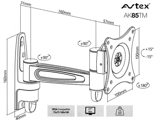 Grote foto avtex ak 85tm n armige vesa beugel aluminium huis en inrichting overige