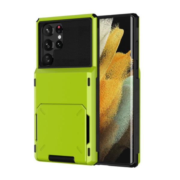 Grote foto samsung galaxy s22 kaarthouder hoesje wallet card slot portemonnee cover case groen telecommunicatie mobieltjes