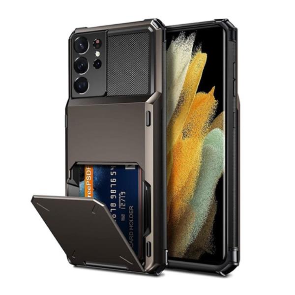 Grote foto samsung galaxy s10 kaarthouder hoesje wallet card slot portemonnee cover case grijs telecommunicatie mobieltjes