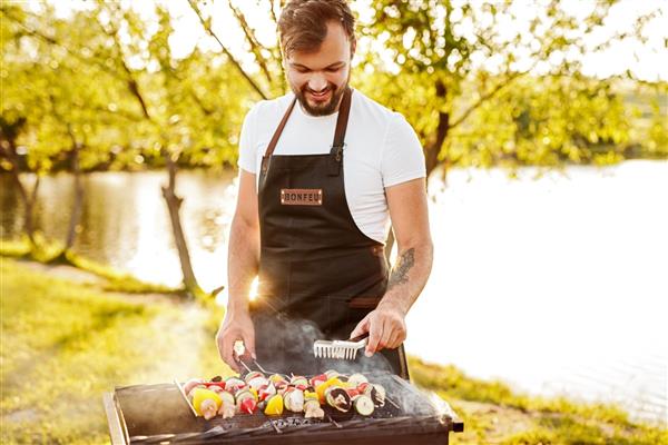 Grote foto bonfeu apron brown barbeque schot huis en inrichting woningdecoratie