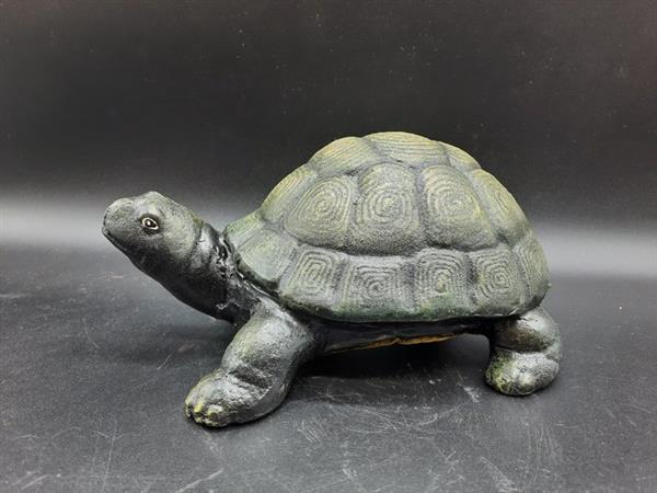 Grote foto beeld turtle cast iron handpainted 0 cm ijzer gegoten gesmeed antiek en kunst curiosa en brocante