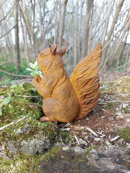 Grote foto beeld fine statue in cast metal squirrel 16 cm ijzer gegoten antiek en kunst curiosa en brocante