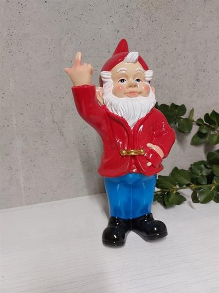 Grote foto beeld naughty gnome with middle finger 30 m polyresin antiek en kunst curiosa en brocante