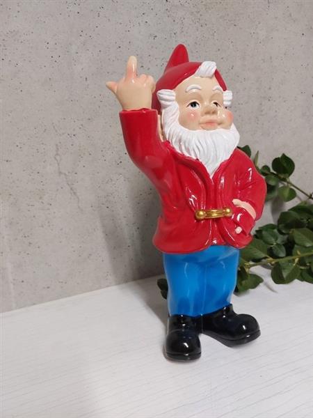 Grote foto beeld naughty gnome with middle finger 30 m polyresin antiek en kunst curiosa en brocante