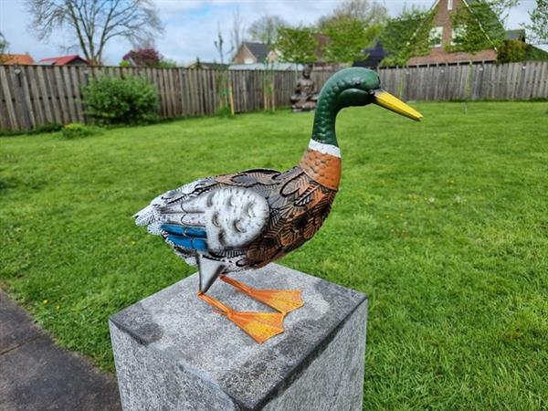 Grote foto beeld large metal duck 35.5 cm metaal antiek en kunst curiosa en brocante