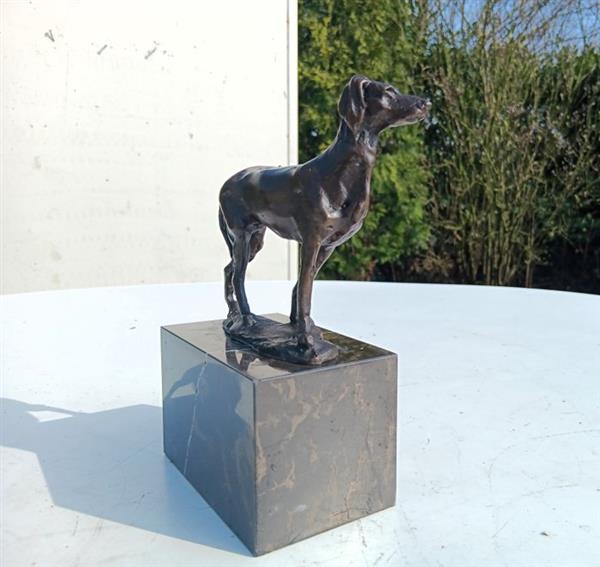 Grote foto sculptuur doggie dog 12 cm brons marmer antiek en kunst curiosa en brocante