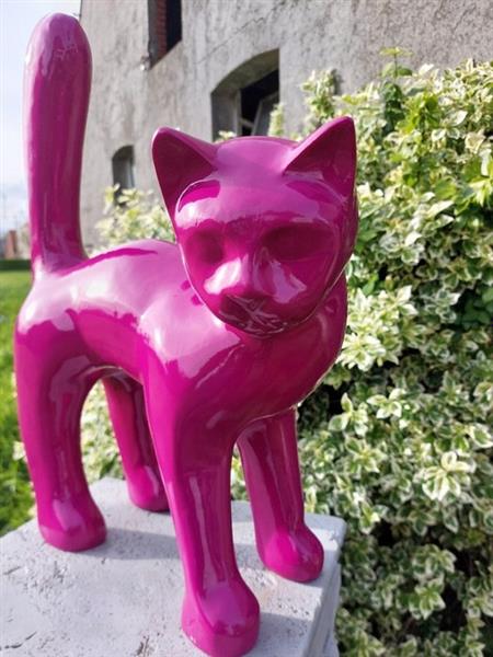 Grote foto beeld garden statue cat color fuchsia 46 cm polyresin antiek en kunst curiosa en brocante