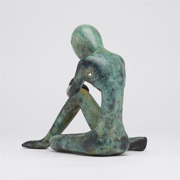 Grote foto sculptuur no reserve price antiqued patinated sitting lady 18.5 cm brons antiek en kunst curiosa en brocante