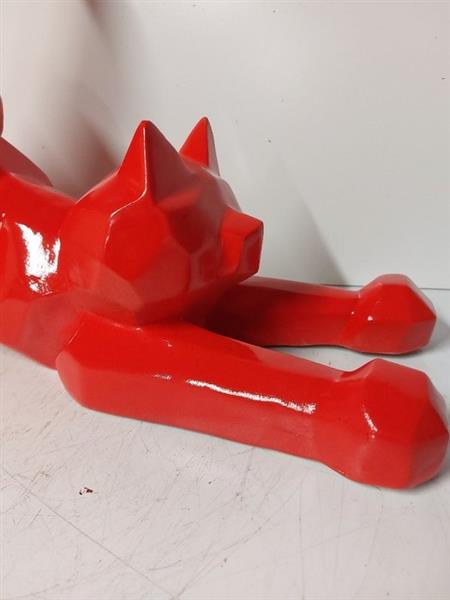 Grote foto beeld red playing cat origami shape 52 cm polyresin antiek en kunst curiosa en brocante