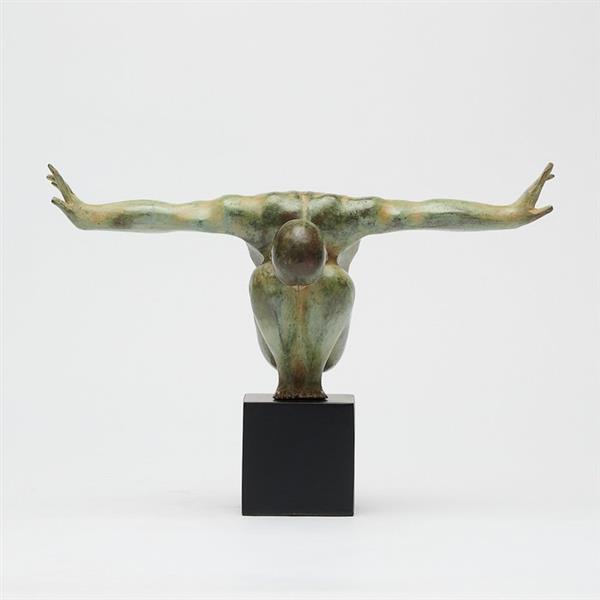 Grote foto sculptuur no reserve price bronze sculpture of a olympic swimmer on a base patinated 27 cm antiek en kunst curiosa en brocante
