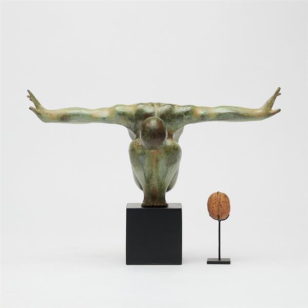 Grote foto sculptuur no reserve price bronze sculpture of a olympic swimmer on a base patinated 27 cm antiek en kunst curiosa en brocante