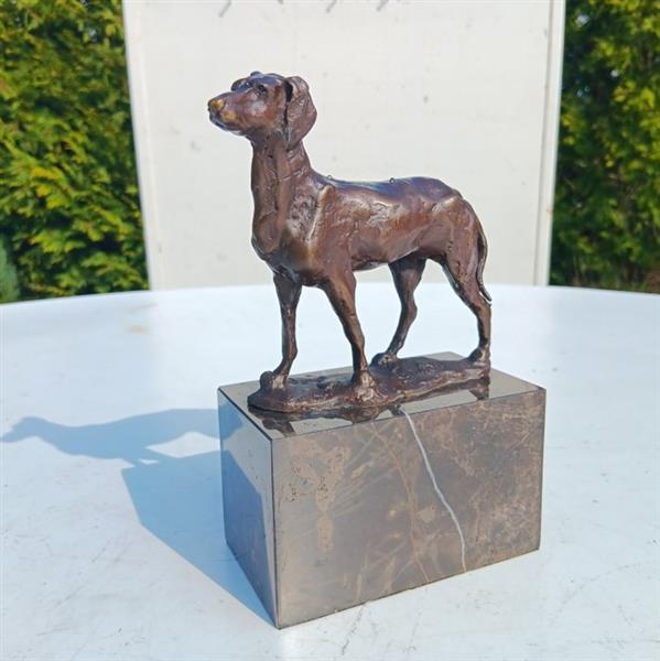 Grote foto sculptuur doggie dog 12 cm brons marmer antiek en kunst curiosa en brocante