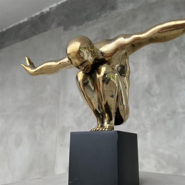 Grote foto sculptuur no reserve price bronze statue of an olympic swimmer polished 27 cm brons antiek en kunst curiosa en brocante