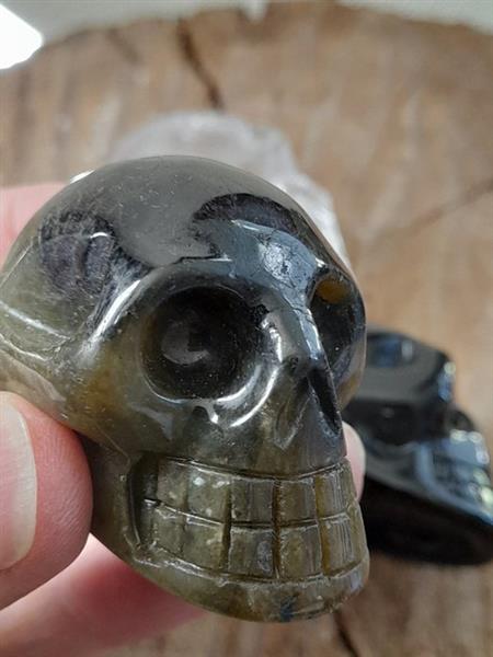 Grote foto eersteklas geslepen schedels skulls van bergkristal labradoriet en obsidiaan hoogte 3.5 cm bre antiek en kunst curiosa en brocante