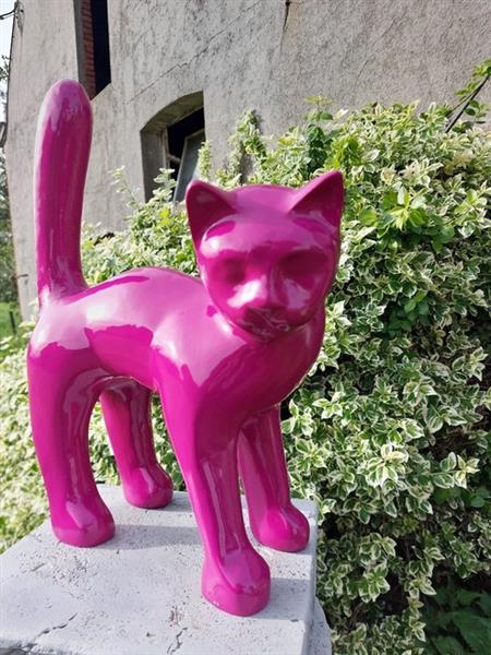 Grote foto beeld garden statue cat color fuchsia 46 cm polyresin antiek en kunst curiosa en brocante