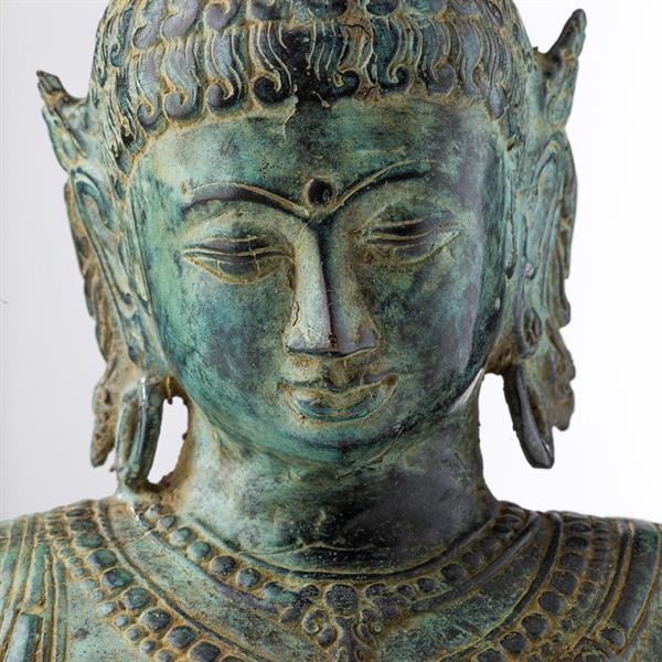 Grote foto sculptuur no reserve price antiqued thai buddha on stand 27 cm brons antiek en kunst curiosa en brocante