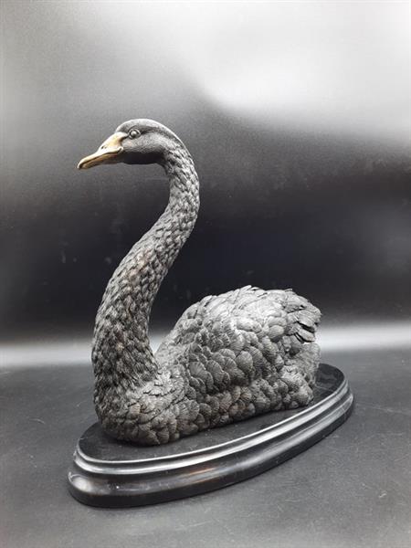 Grote foto beeld bronze swan 6.4kg 30.5 cm brons marmer antiek en kunst curiosa en brocante