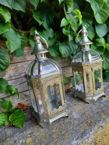 Grote foto 2 candle lanterns lantaarn 2 glas metaal antiek en kunst curiosa en brocante