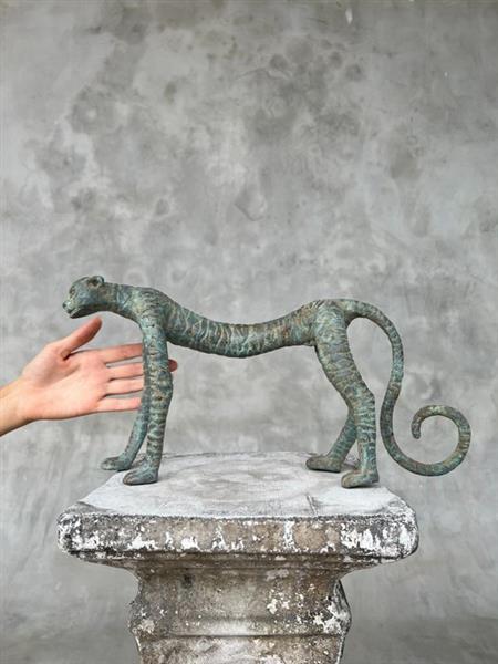 Grote foto beeld no reserve price cheetah elegant sculpture patinated bronze 20 cm brons antiek en kunst curiosa en brocante