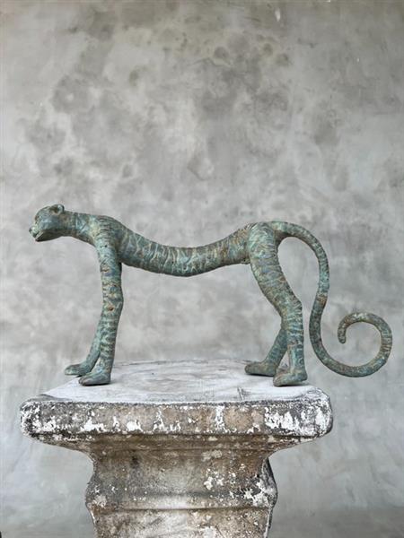 Grote foto beeld no reserve price cheetah elegant sculpture patinated bronze 20 cm brons antiek en kunst curiosa en brocante