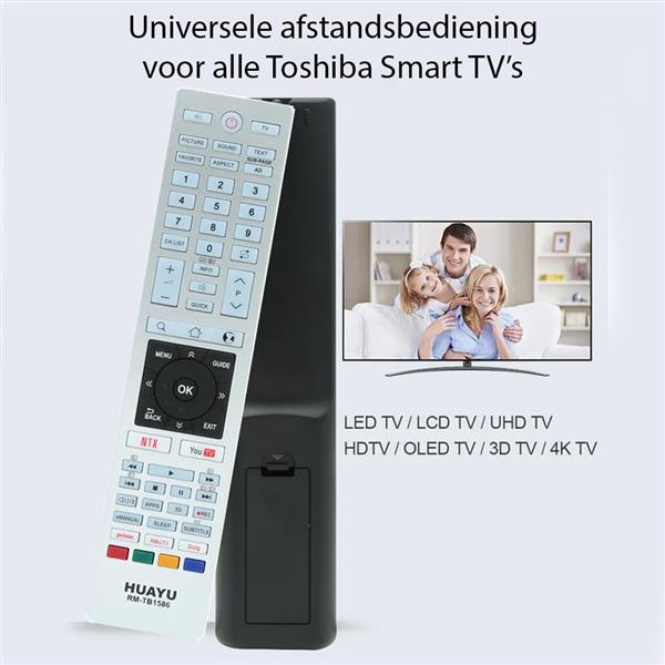 Grote foto toshiba universele afstandsbediening tb1586 smart tv remote diversen overige diversen