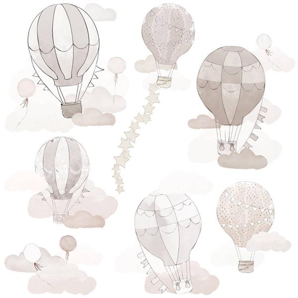 Grote foto muursticker beige balloons balloons kinderen en baby complete kinderkamers