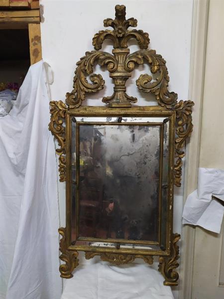 Grote foto schouwspiegel hout kwik glas antiek en kunst curiosa en brocante