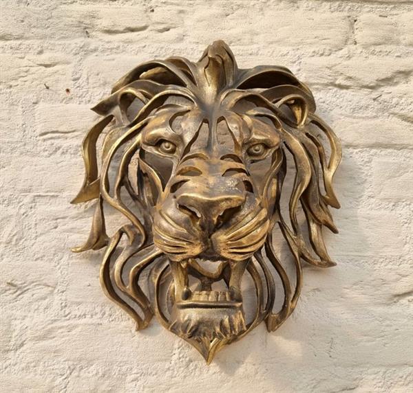Grote foto sculptuur wall mounted lion head 46 cm hars antiek en kunst curiosa en brocante