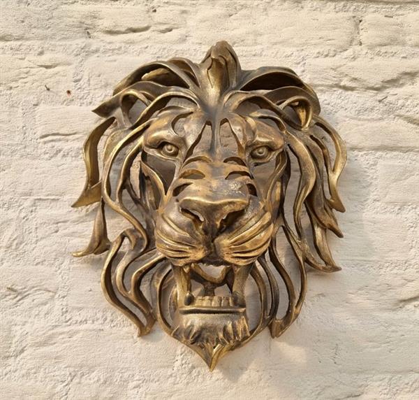 Grote foto sculptuur wall mounted lion head 46 cm hars antiek en kunst curiosa en brocante