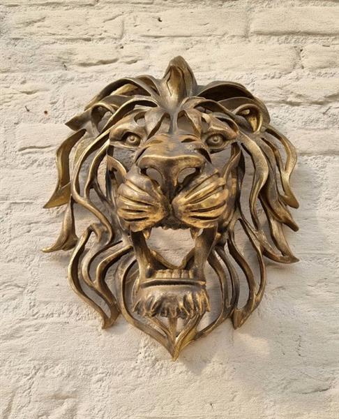 Grote foto sculptuur wall mounted lion head 46 cm hars antiek en kunst curiosa en brocante