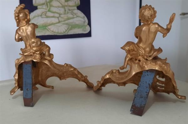 Grote foto openhaard accessoire 2 brons verguld antiek en kunst curiosa en brocante